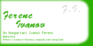 ferenc ivanov business card